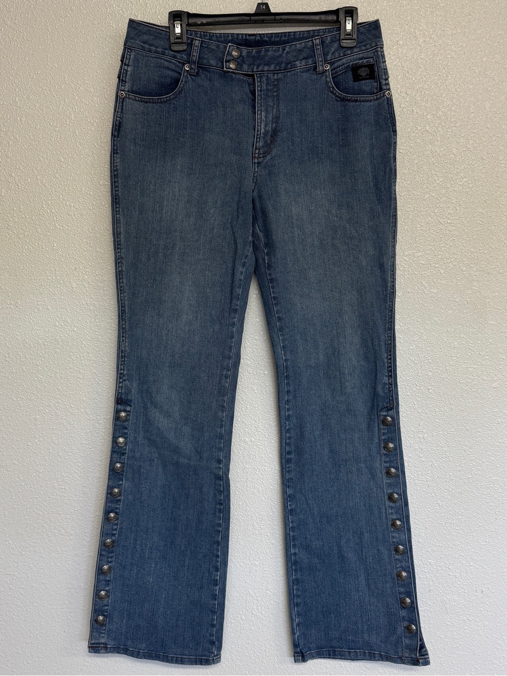 Vintage Harley Davidson Size 10 L Bootcut Jeans Snap Button Trim Med Wash 31X33‎